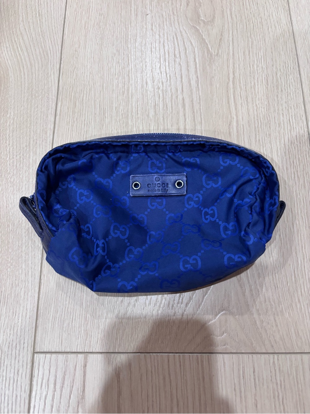 Gucci‎ Men's Royal Blue GG Logo Toiletry Pouch